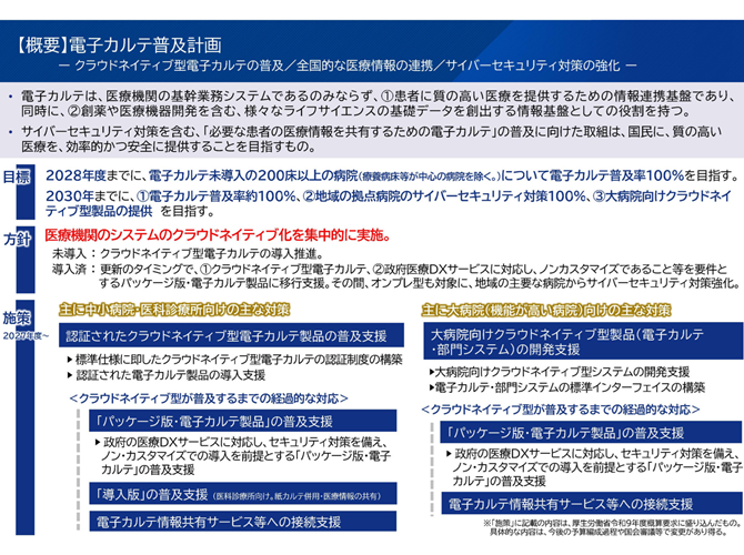 【概要】電子カルテ普及計画