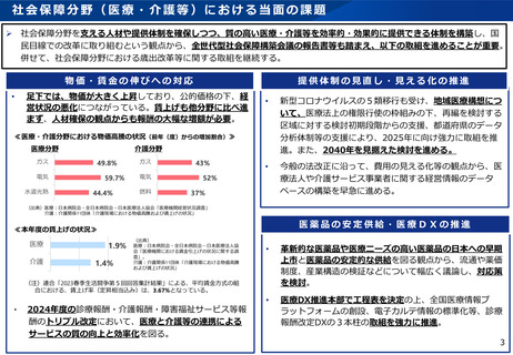 ［診療報酬］ 診療・介護報酬の「大幅増が必要」　諮問会議で厚労相