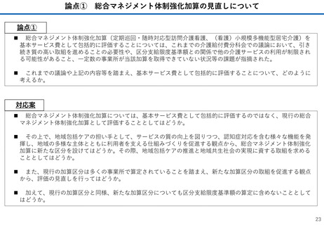［介護］ 総合マネジメント体制強化加算、基本報酬への包括化見送りへ