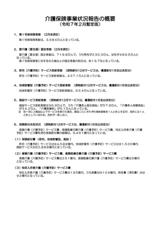 ［介護保険］ 保険給付費の総額は9,461億円　介護保険事業状況報告・厚労省