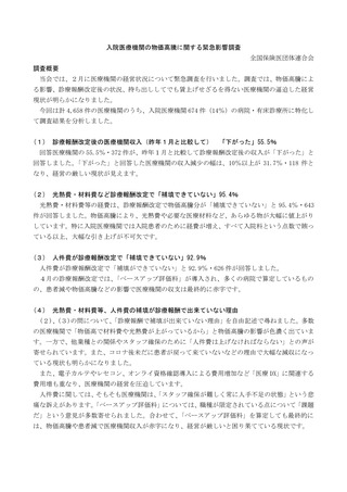 ［診療報酬］ 物価高騰分を報酬改定で「補填できず」95.4％　保団連調べ