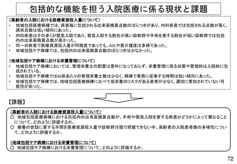 ［診療報酬］ 地域包括ケア病棟、栄養管理への評価が課題に　中医協