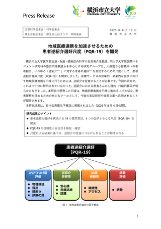 ［医療提供体制］ 逆紹介に対する患者の「選好」測定する尺度を開発