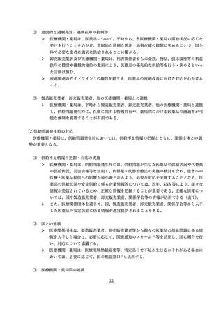 ［医療提供体制］ 薬の安定供給、意図的な過剰発注抑制を　行動計画を公表