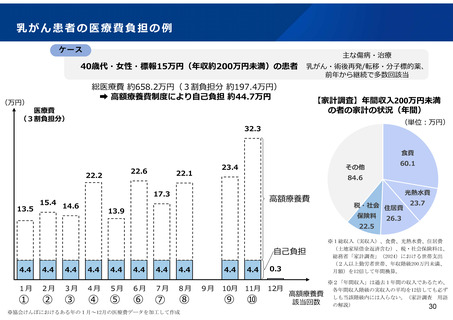 ［がん対策］ がん患者の家計を医療費が圧迫、厚労省が事例示す
