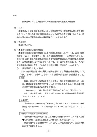 ［医療提供体制］ 業務効率化・職場環境改善支援事業、実施要綱を通知