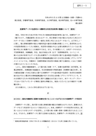 ［医療改革］ 医療等データ利活用、一次利用と二次利用の包括的特別法が必要