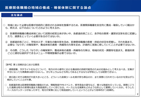 ［医療提供体制］ 医療関係職種の養成・確保策について方向性示す　厚労省