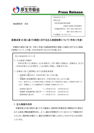 ［医療提供体制］ 医師数の適合率97.9％、23年度は前年度より0.4ポイント減少