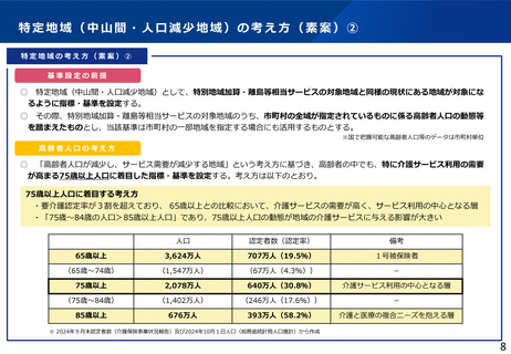 ［介護］ 中山間・人口減少地域の考え方、素案を提示　社保審・介護保険部会