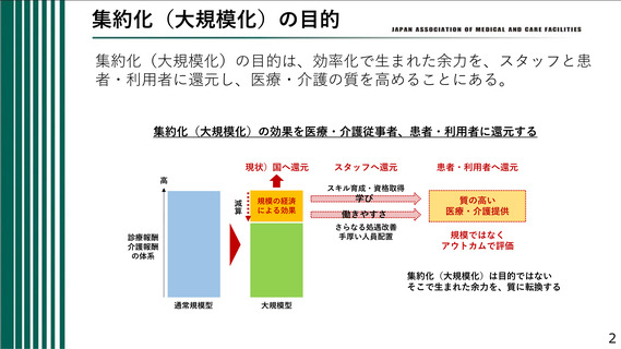 ［医療提供体制］ 人材不足時代の医療・介護提供体制、大規模・集約化を提言