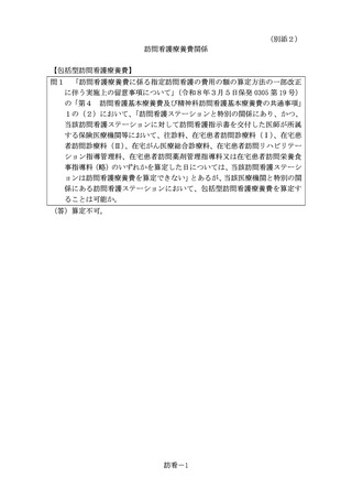 ［診療報酬］ 包括型訪看、特別関係の医療機関が訪問診療した日は算定不可